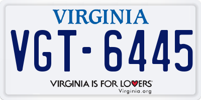 VA license plate VGT6445