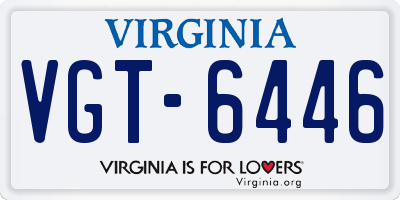 VA license plate VGT6446