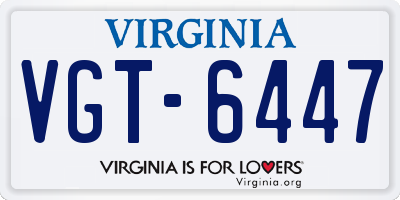 VA license plate VGT6447