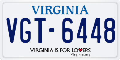 VA license plate VGT6448