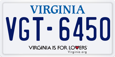 VA license plate VGT6450