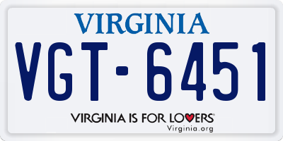 VA license plate VGT6451