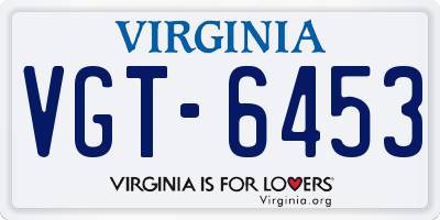 VA license plate VGT6453
