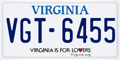VA license plate VGT6455