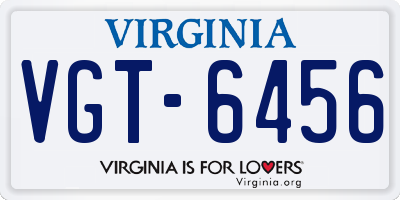 VA license plate VGT6456