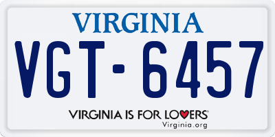 VA license plate VGT6457