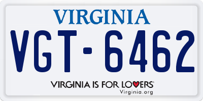 VA license plate VGT6462