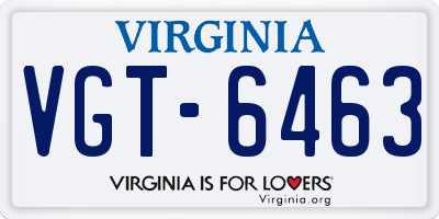 VA license plate VGT6463