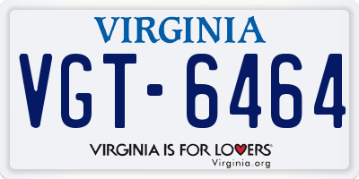 VA license plate VGT6464