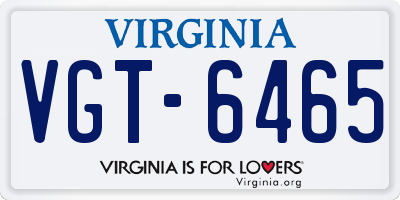 VA license plate VGT6465