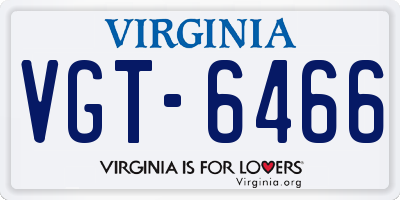 VA license plate VGT6466