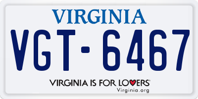 VA license plate VGT6467