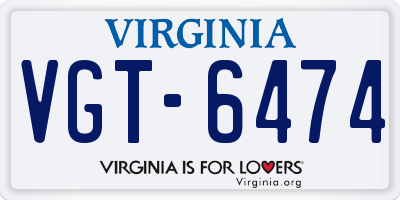 VA license plate VGT6474