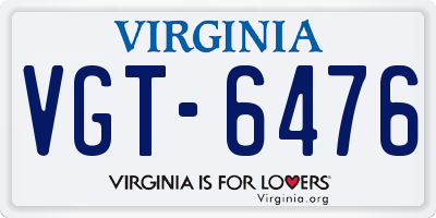 VA license plate VGT6476