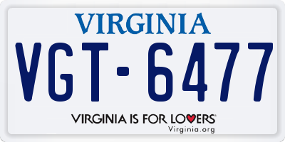 VA license plate VGT6477