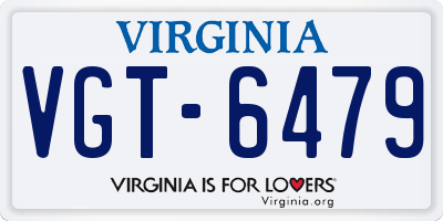 VA license plate VGT6479
