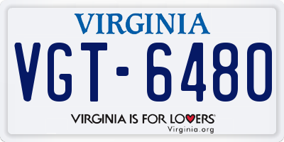 VA license plate VGT6480