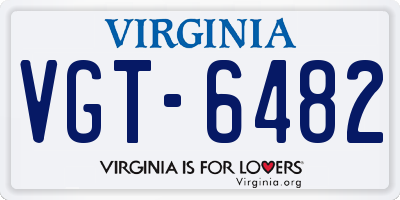 VA license plate VGT6482