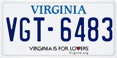 VA license plate VGT6483