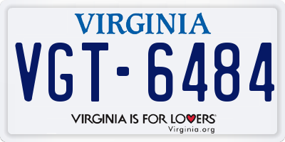 VA license plate VGT6484