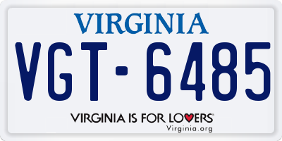 VA license plate VGT6485