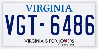 VA license plate VGT6486