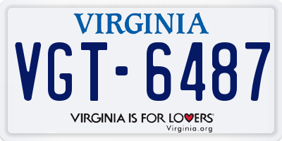 VA license plate VGT6487