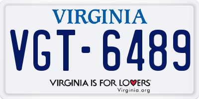 VA license plate VGT6489