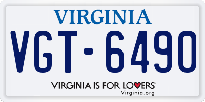 VA license plate VGT6490