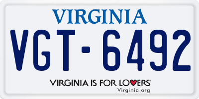 VA license plate VGT6492