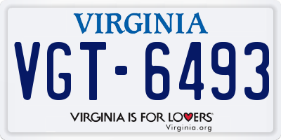 VA license plate VGT6493