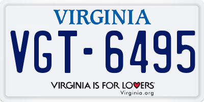 VA license plate VGT6495