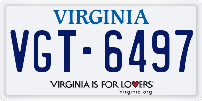 VA license plate VGT6497