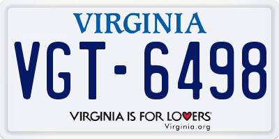 VA license plate VGT6498