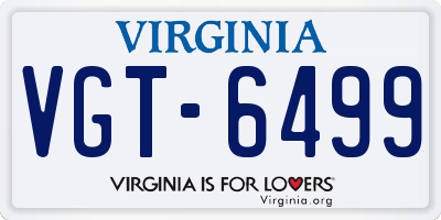 VA license plate VGT6499