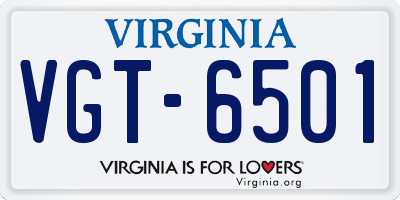 VA license plate VGT6501