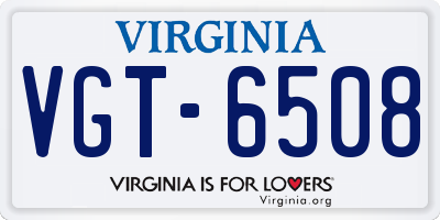 VA license plate VGT6508