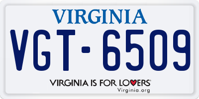 VA license plate VGT6509