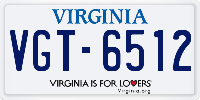VA license plate VGT6512