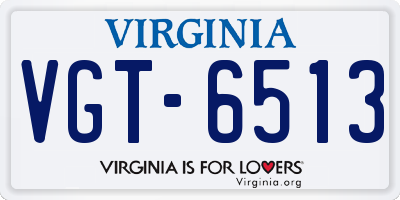 VA license plate VGT6513
