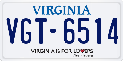 VA license plate VGT6514