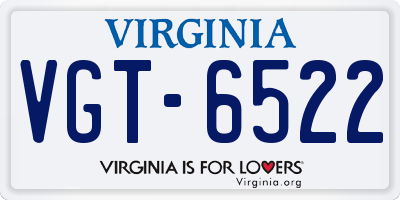 VA license plate VGT6522