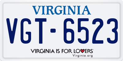 VA license plate VGT6523