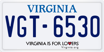 VA license plate VGT6530