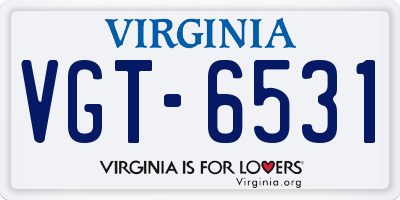 VA license plate VGT6531