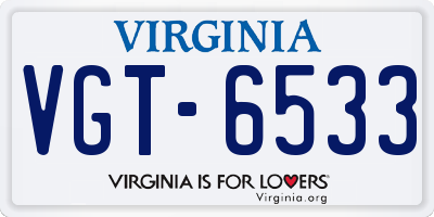 VA license plate VGT6533