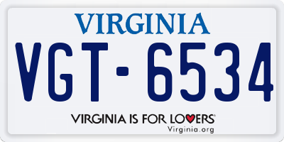 VA license plate VGT6534