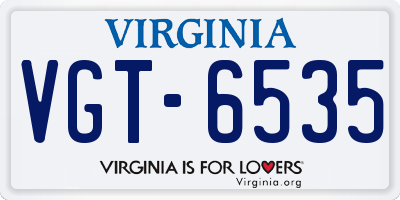 VA license plate VGT6535