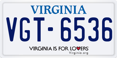 VA license plate VGT6536