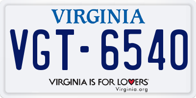 VA license plate VGT6540